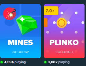 Games the most popular Mines and Plinko with players 4,694 and 2,082